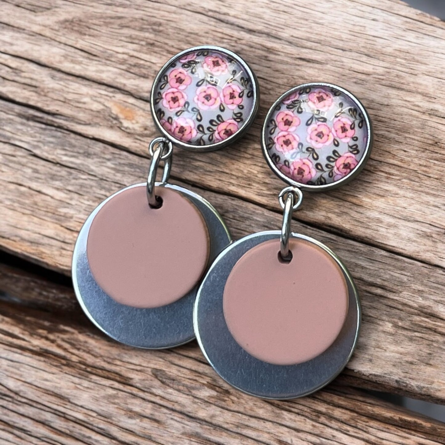 Boucles fleuris rose antique