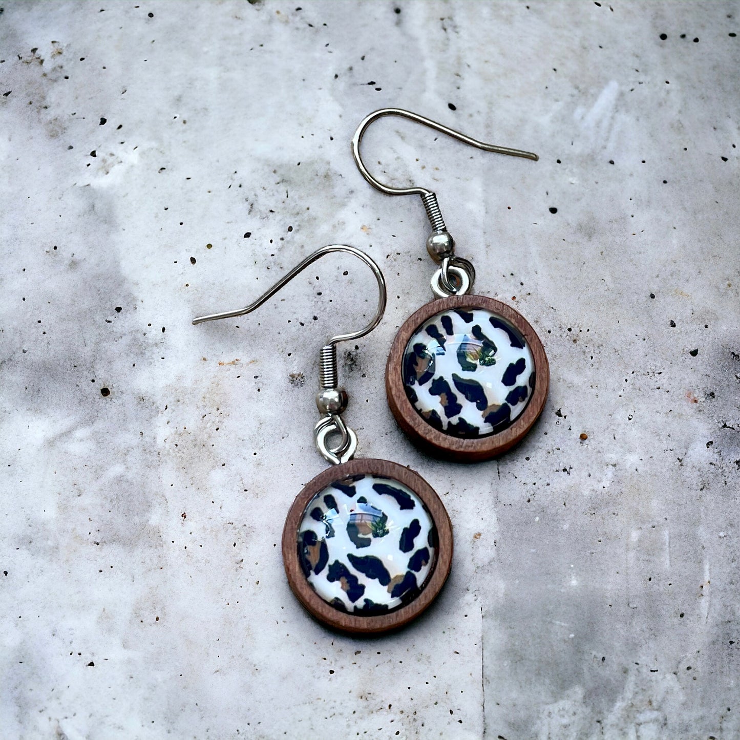Boucles d’oreilles bois et léopard