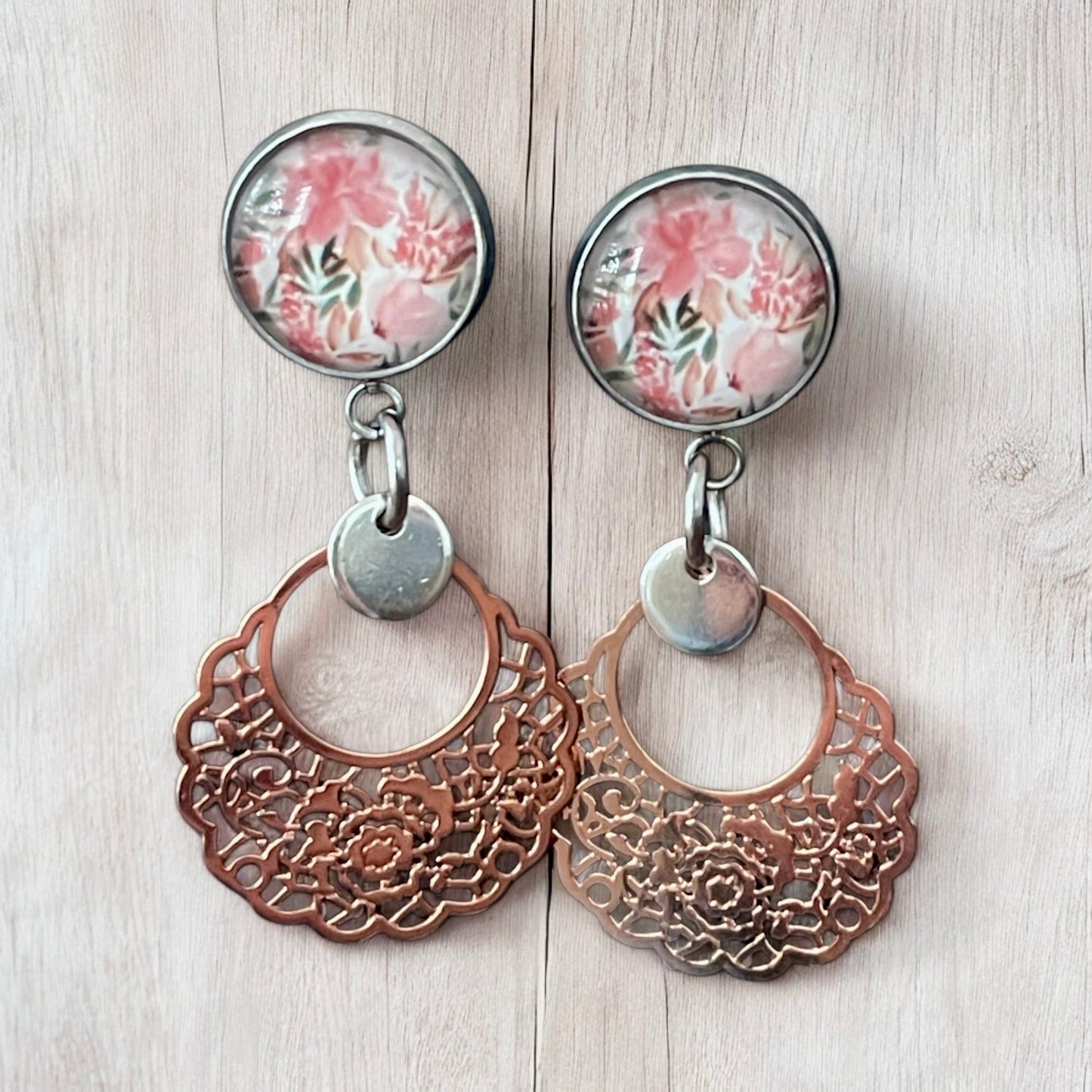 Boucles romantiques or rose