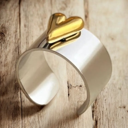 Bague large et coeur
