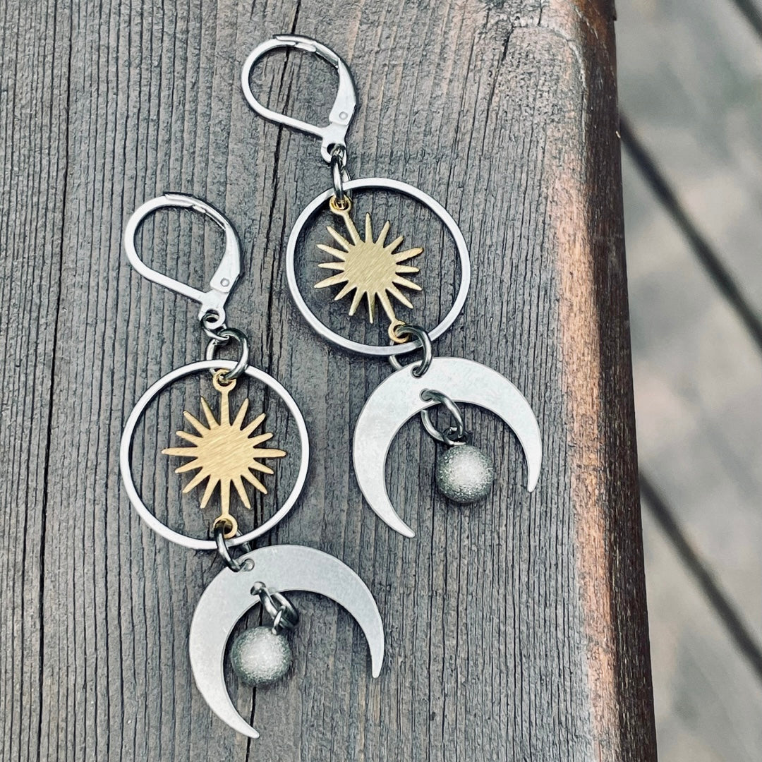 Boucles d’oreilles lune et étoile