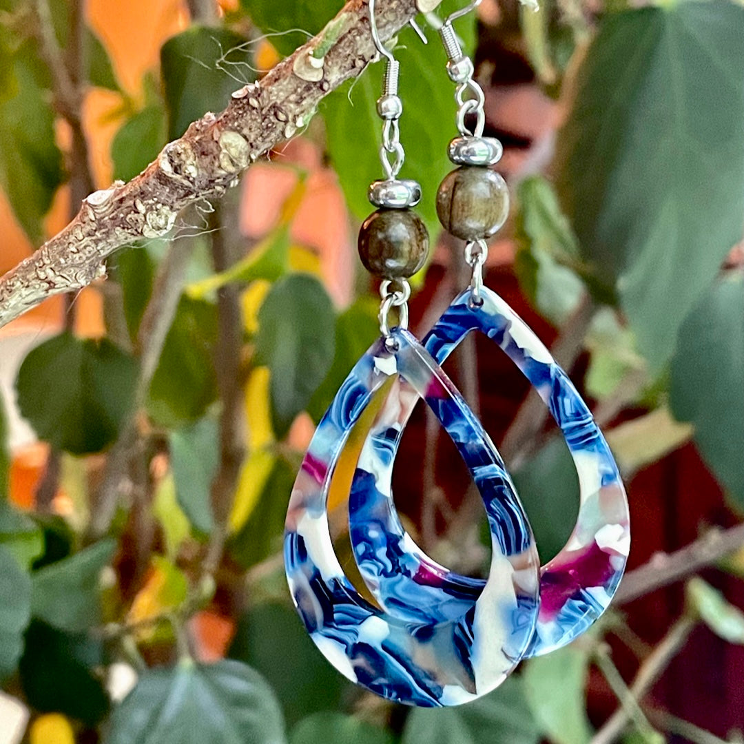 Boucles d’oreilles gouttes bleues