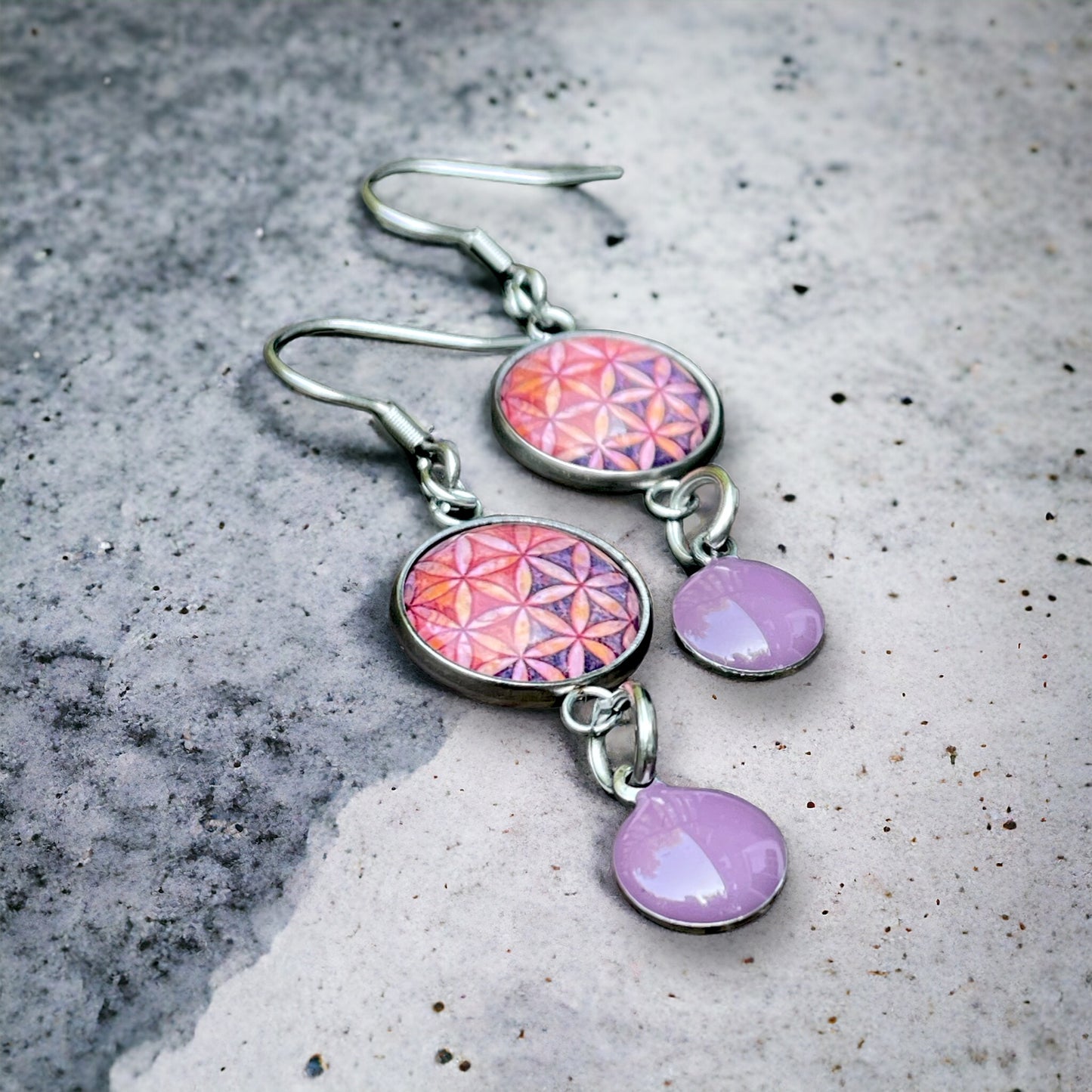 Boucles mi- longueur corail et mauve