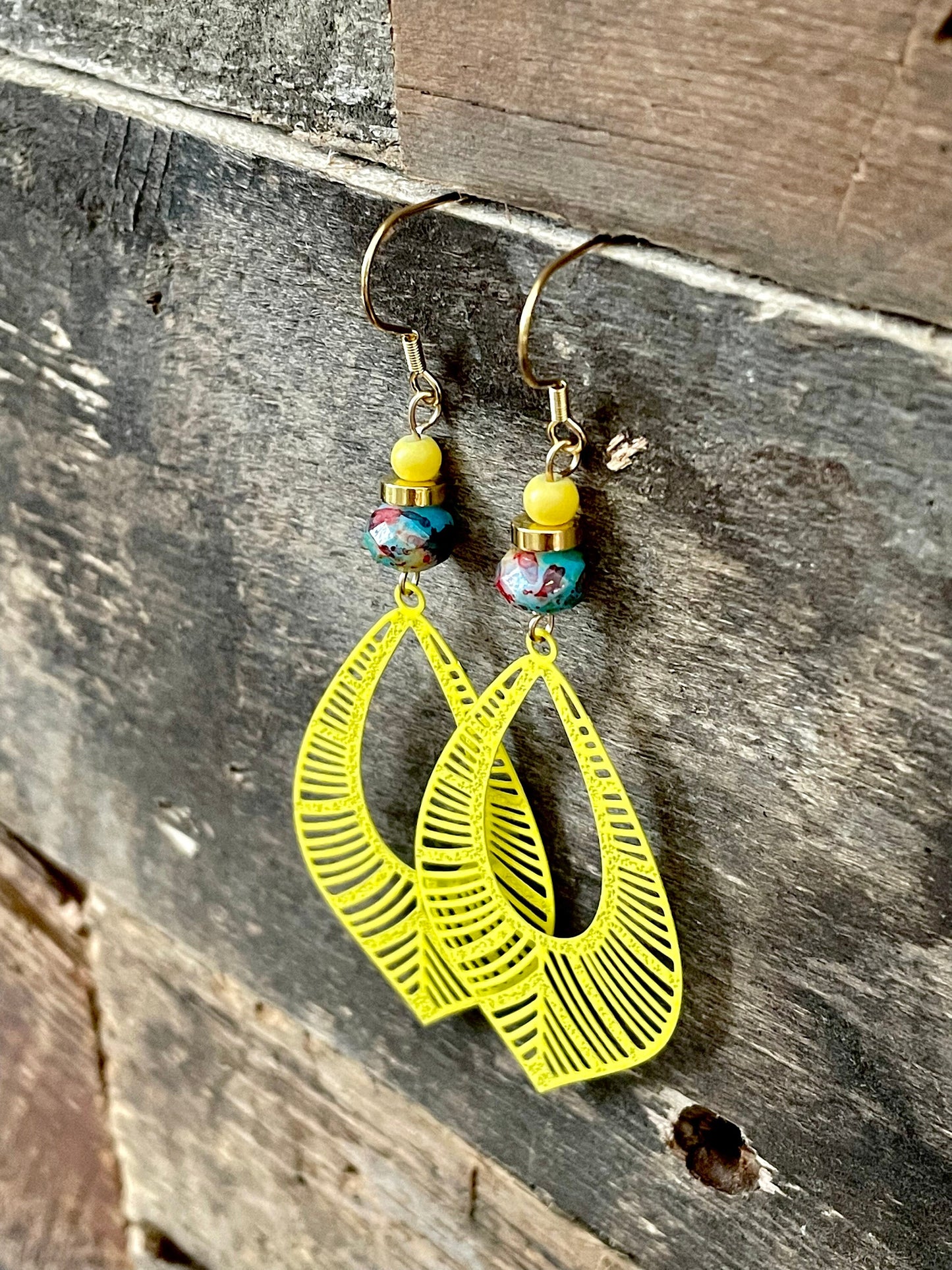 Boucles d’oreilles gouttes jaune