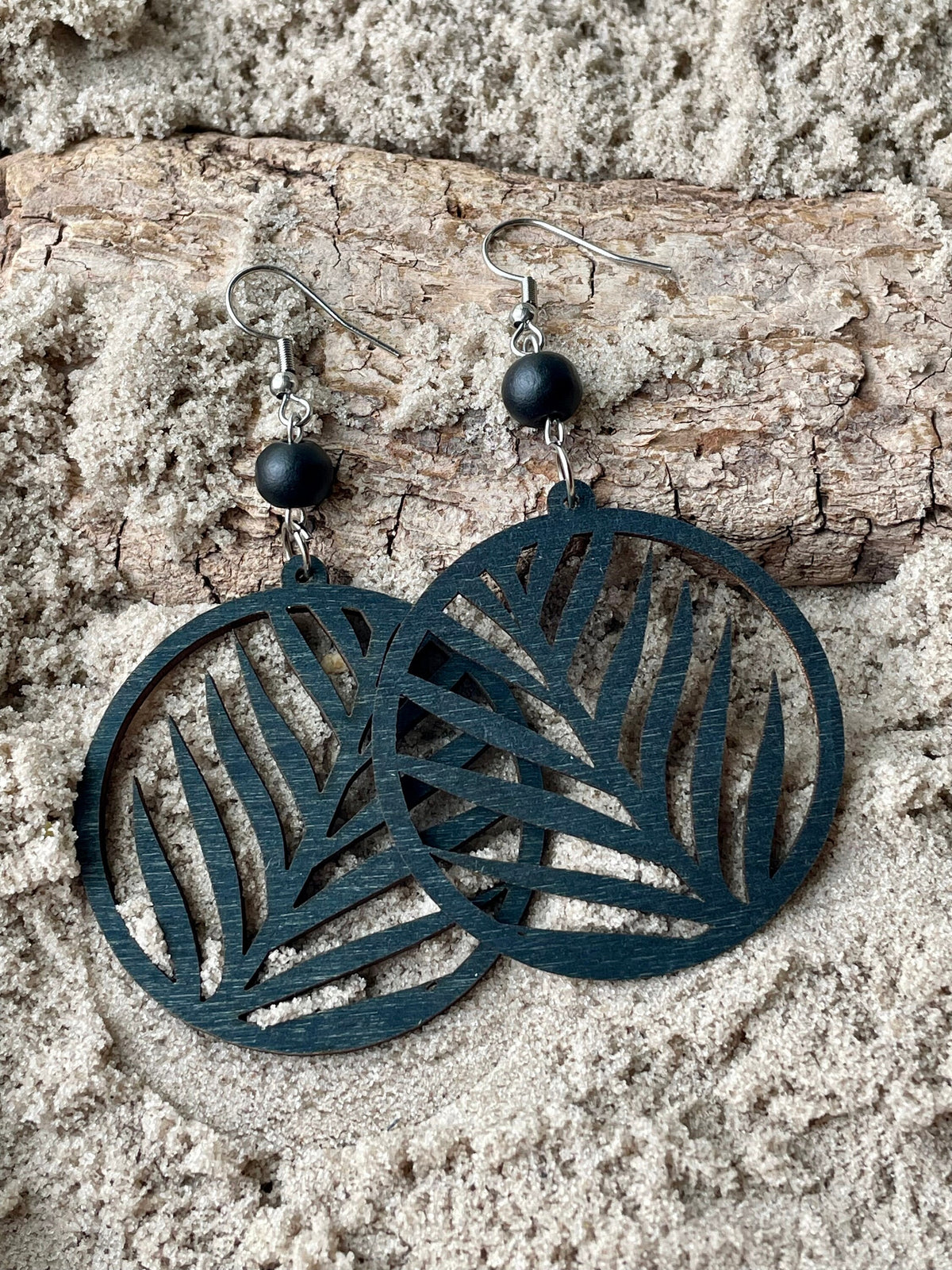 Grandes boucles d’oreilles en bois, feuillage