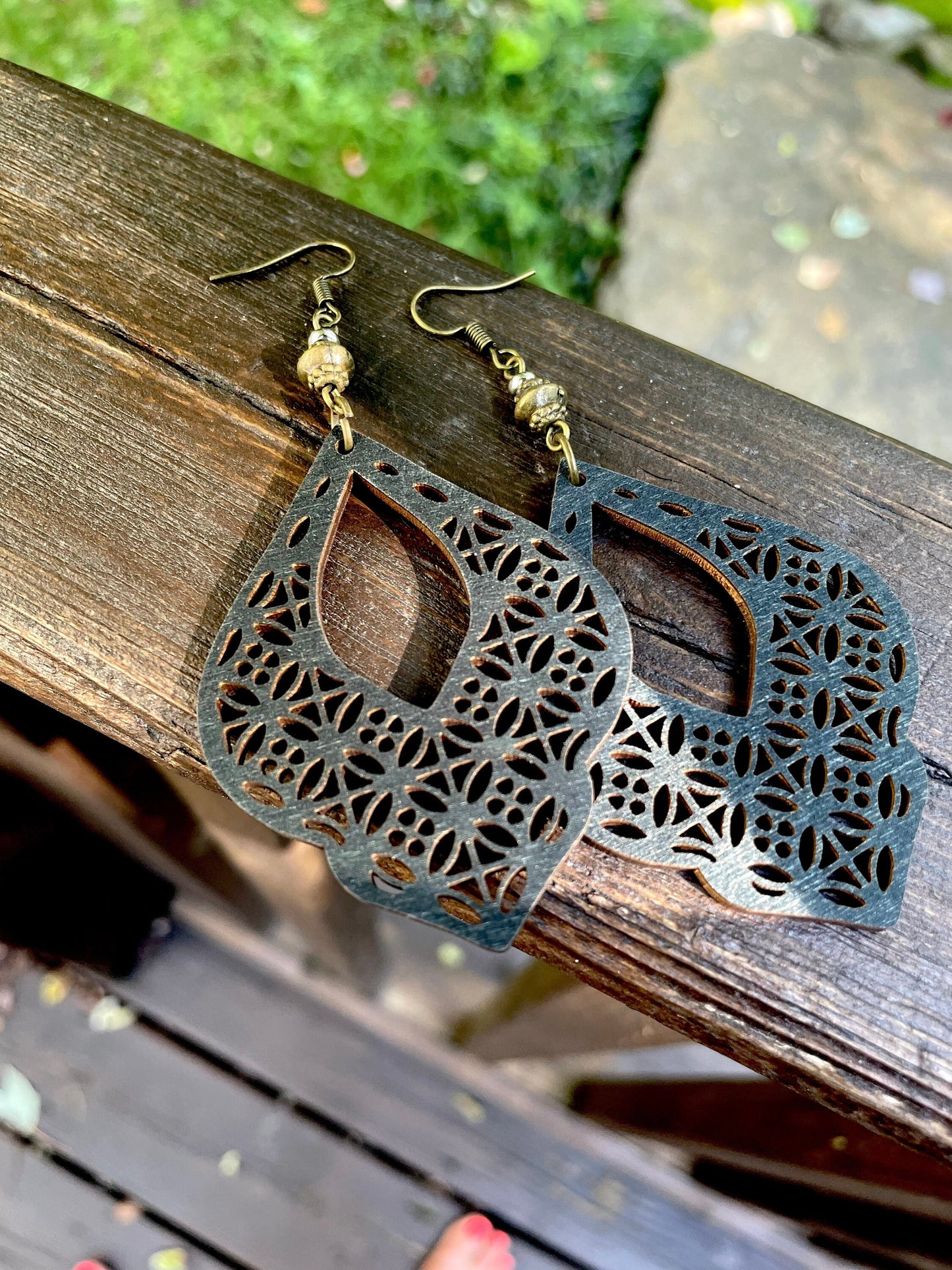Boucles d’oreilles bois et bronze