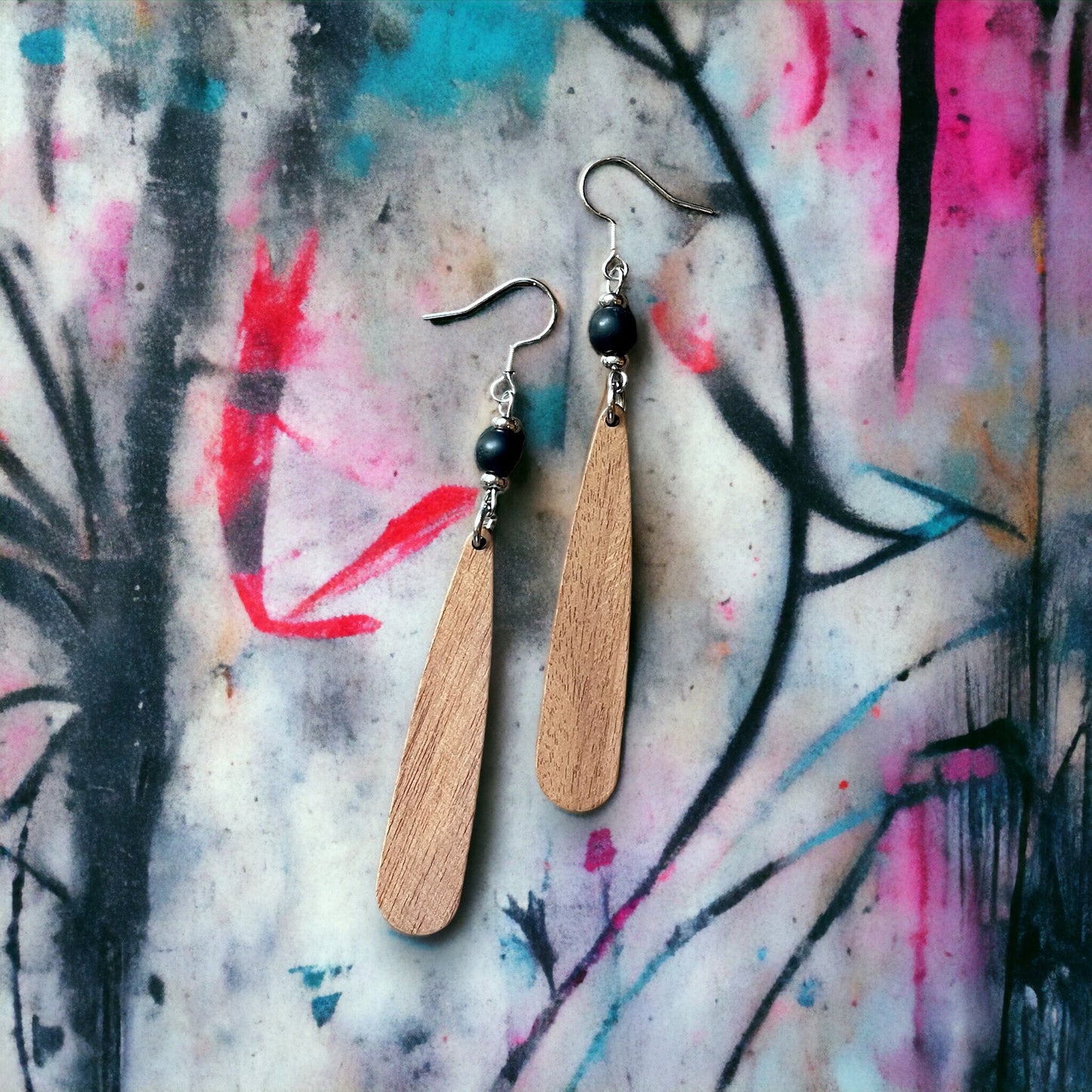 Boucles d’oreilles gouttes de bois