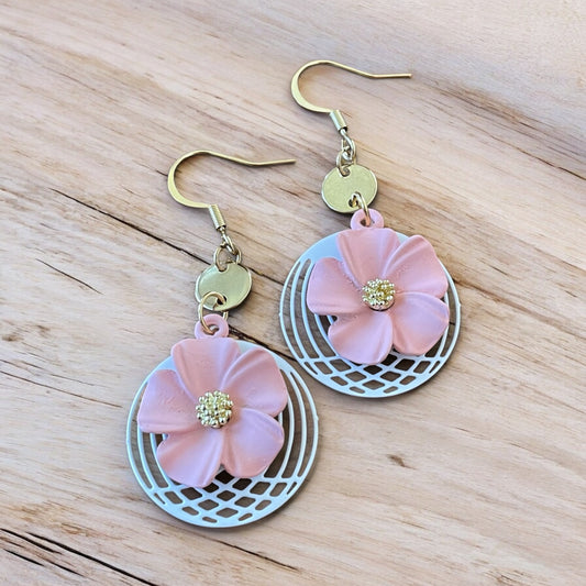 Boucles fleurs roses