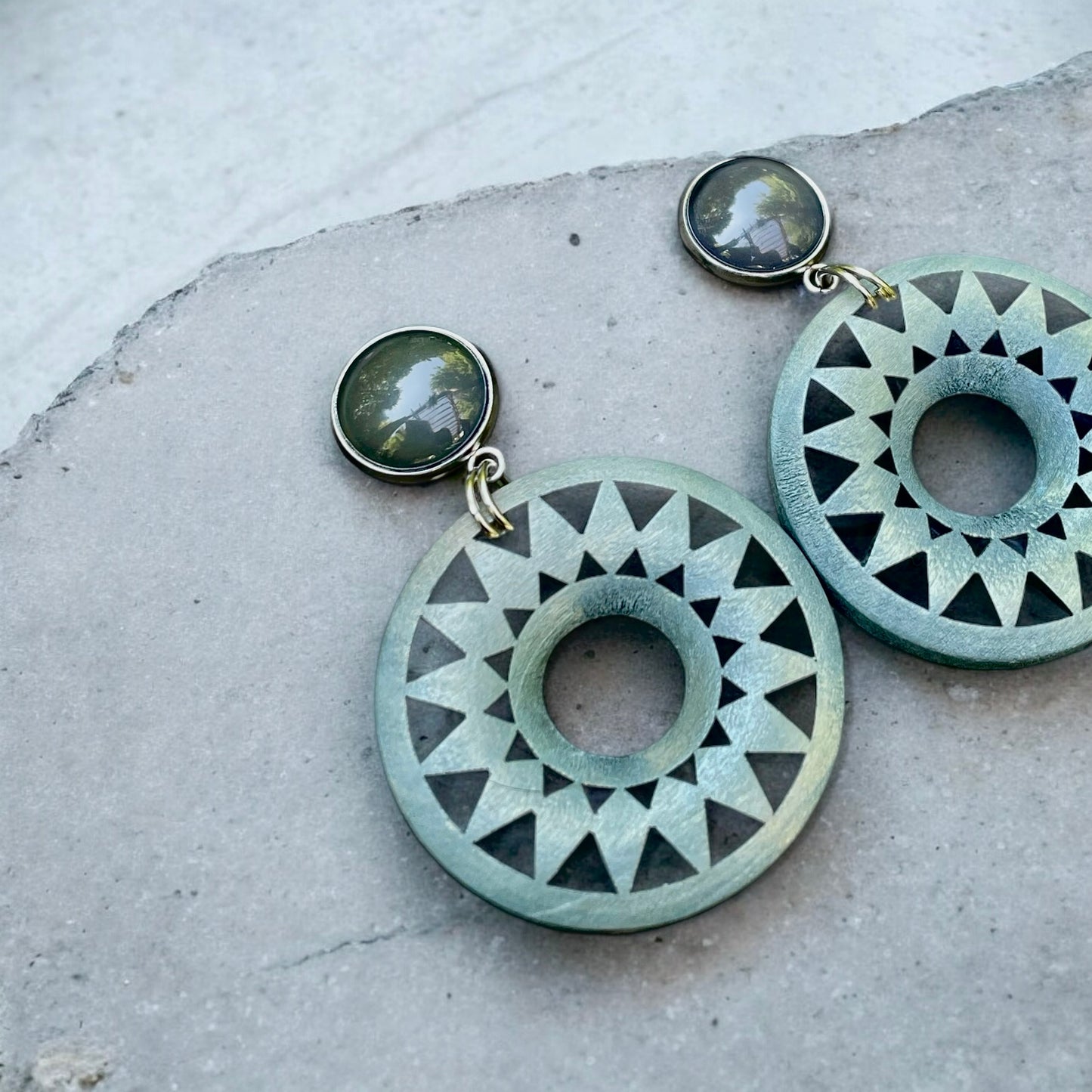 Boucles d’oreilles verre et bois