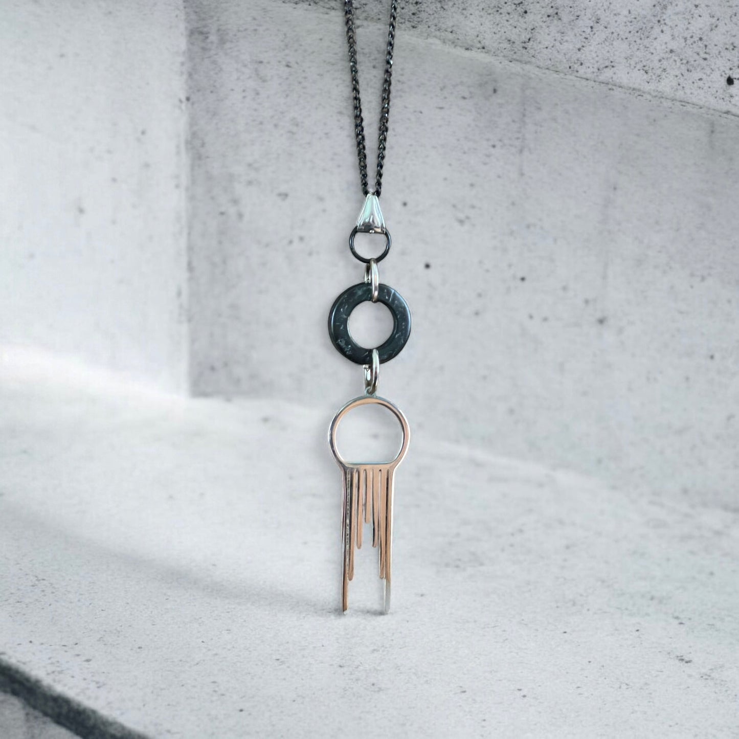 Collier long inox et coco
