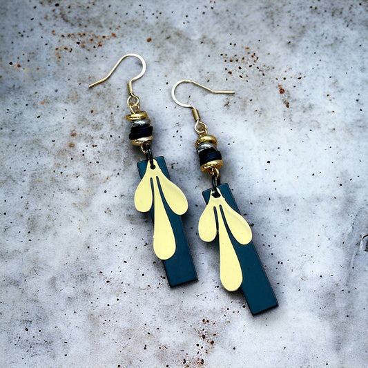 Boucles feuillage or et noir
