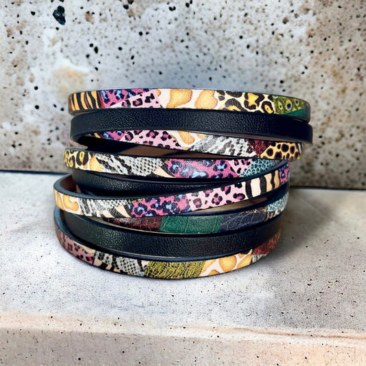 Bracelet de cuir animal coloré