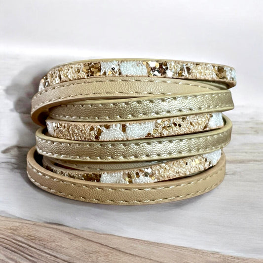 Bracelet de cuir or et beige