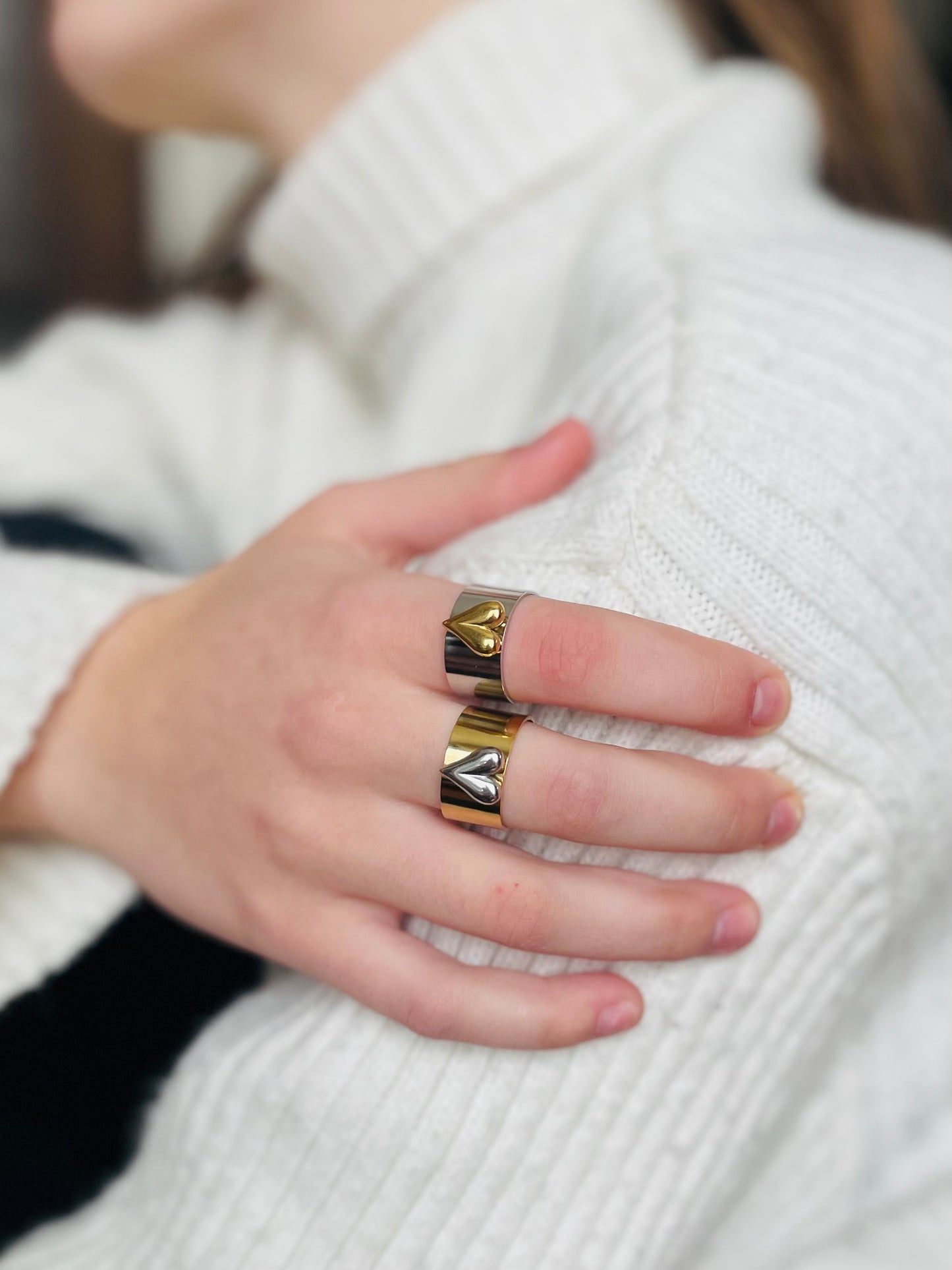 Bague large et coeur