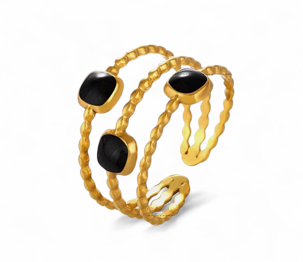 Bague trois rangs or