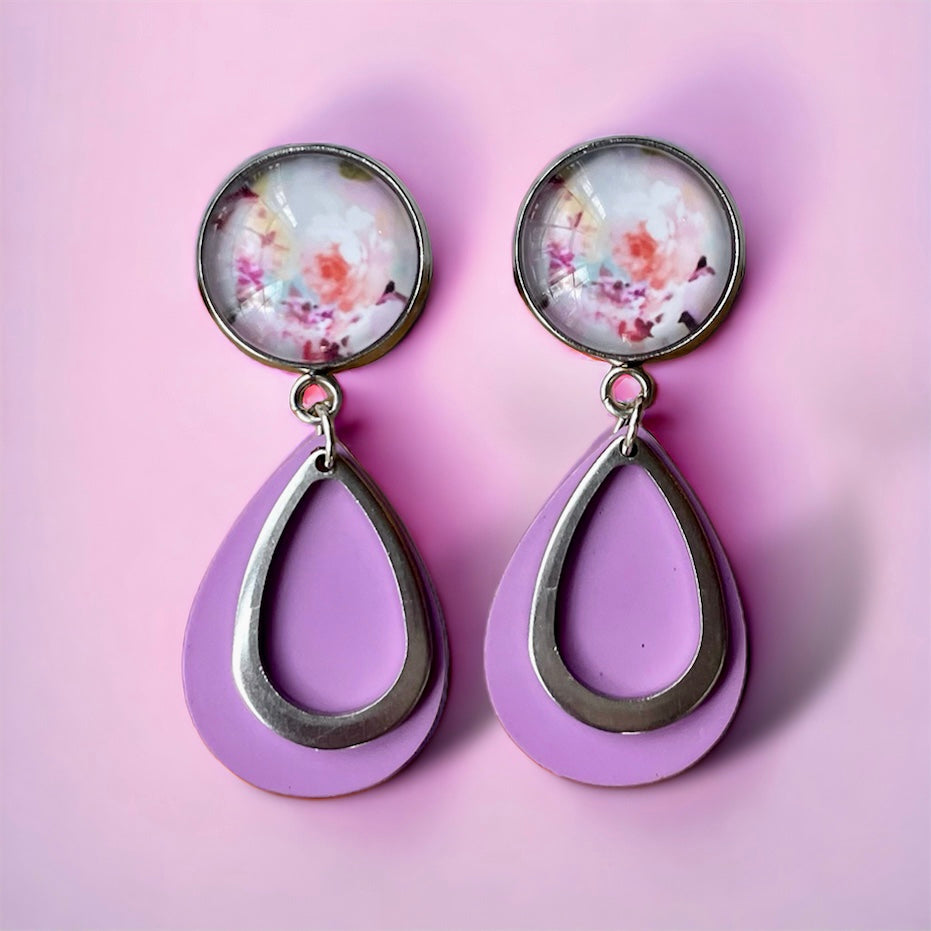 Boucles d’oreilles gouttes lilas