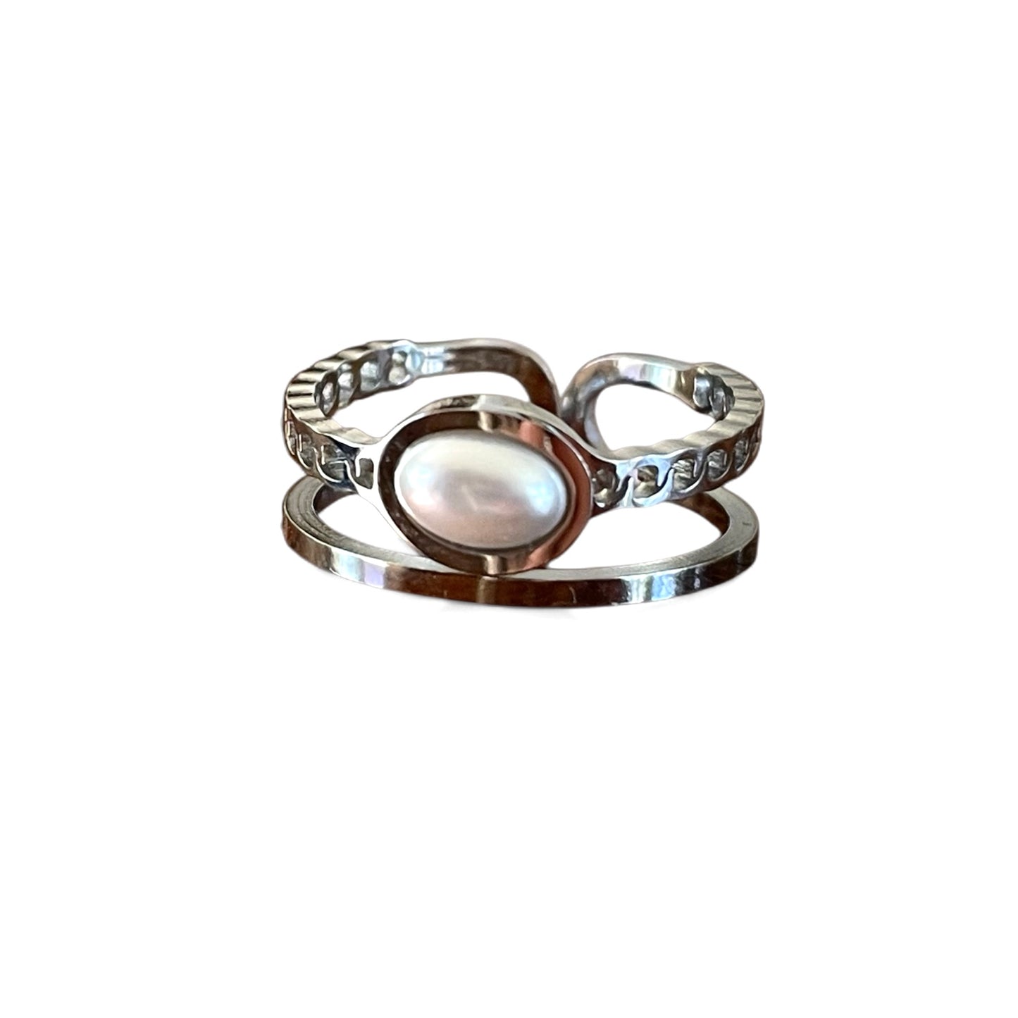 Bague double perle