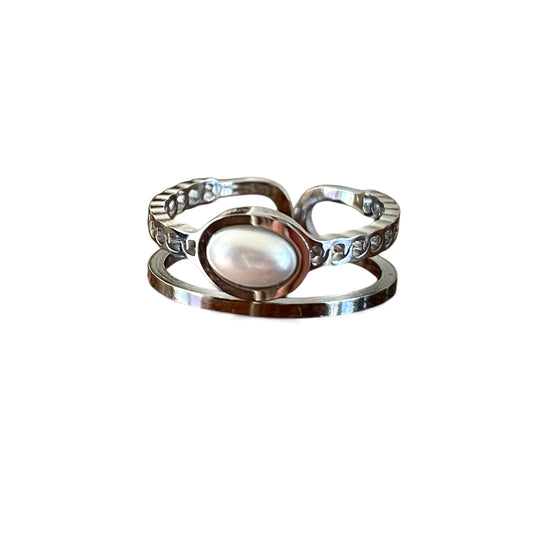 Bague double perle