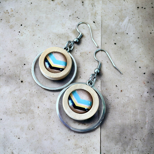 Boucles anneaux, bois et cabochons