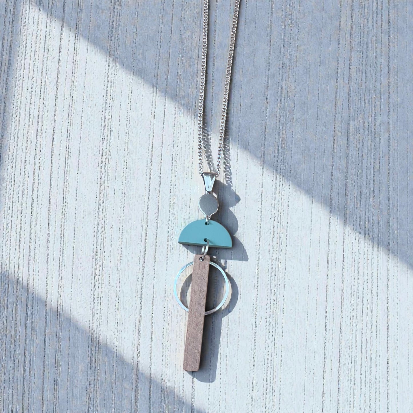 Collier sarcelle et bois