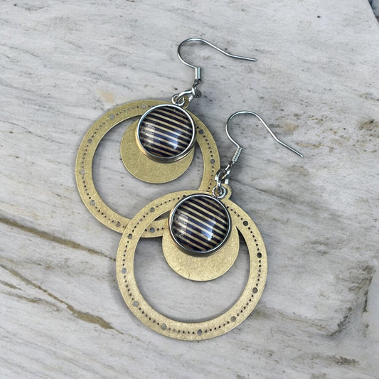 Anneaux bronze et cabochons