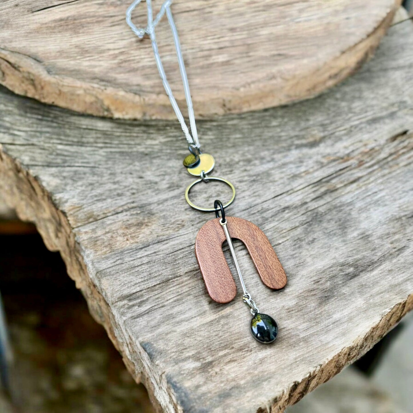 Collier inox et bois