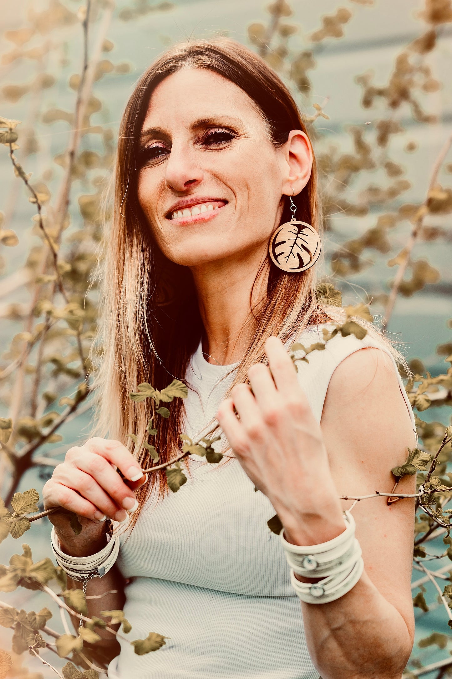 Grandes boucles d’oreilles en bois monstera