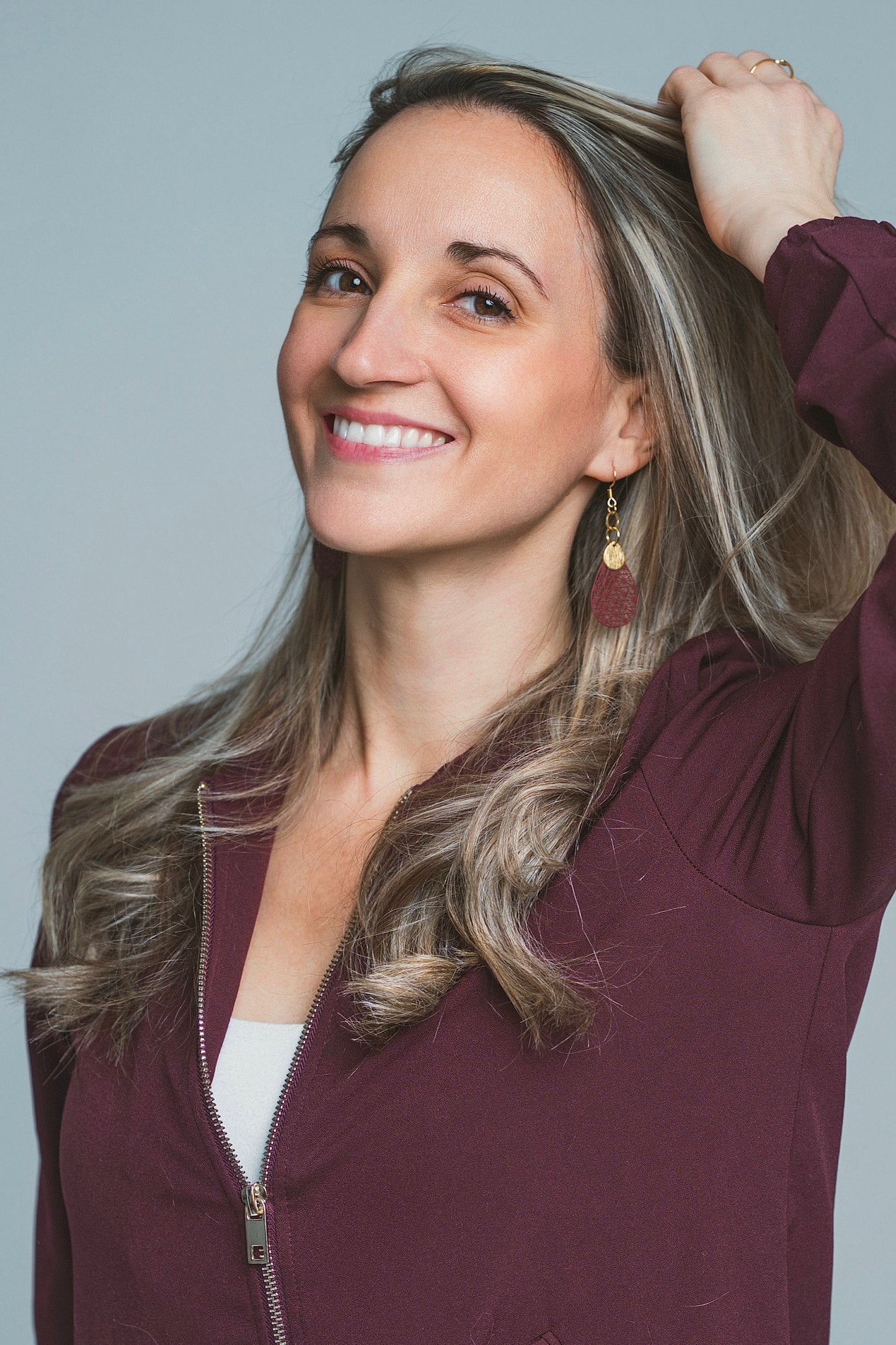 Boucles gouttes filigranes bourgognes