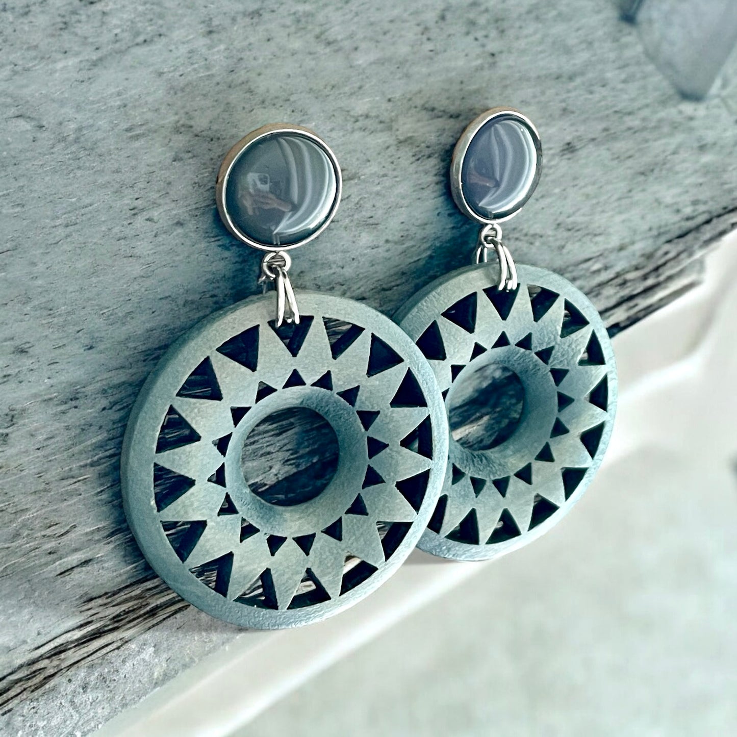 Boucles d’oreilles verre et bois