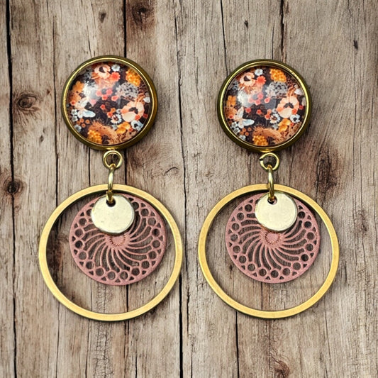 Boucles anneaux fleurs d’automne