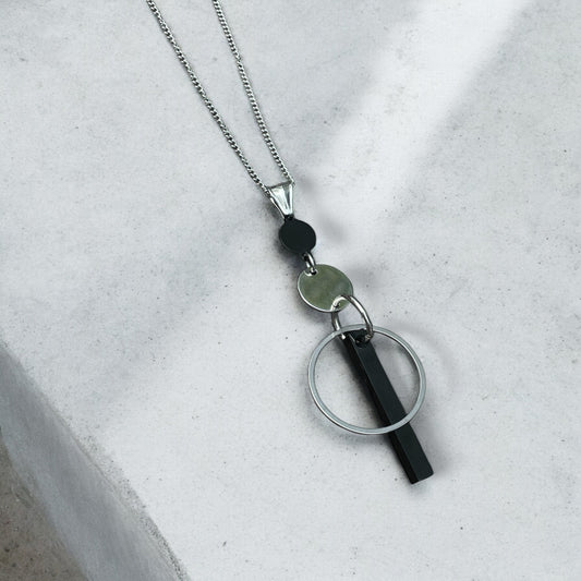 Collier long anneau et pendentif