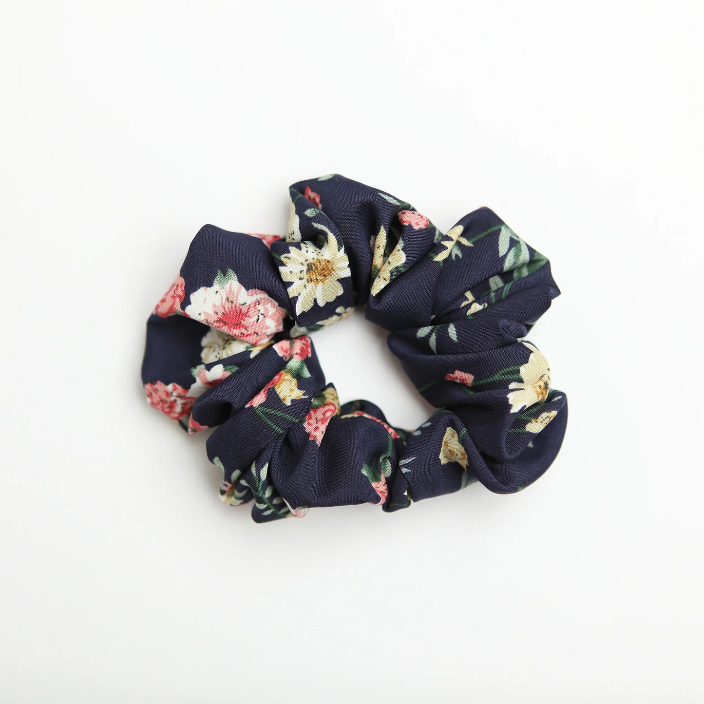 Chouchou fleuris bleu marin