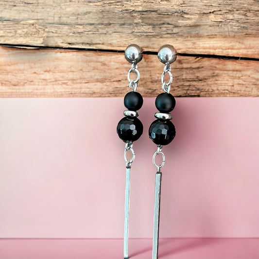 Boucles d’oreilles agate et onyx