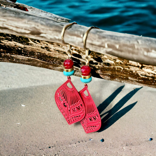 Boucles d’oreilles filigranes rouge