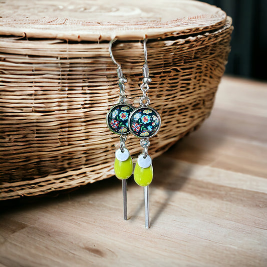 Boucles fleurs et vert pomme