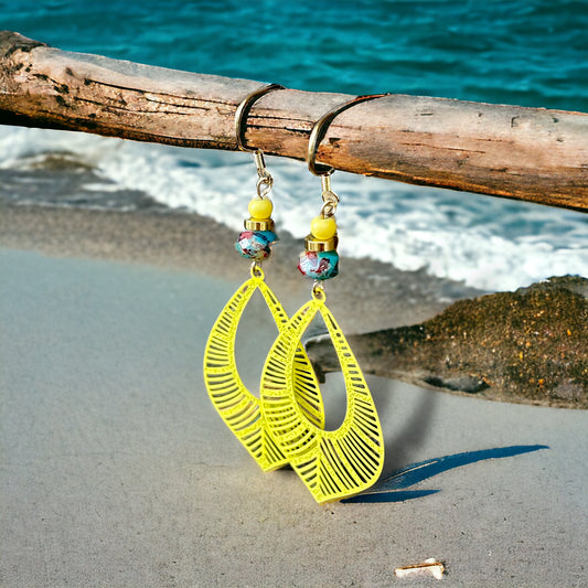 Boucles d’oreilles gouttes jaune