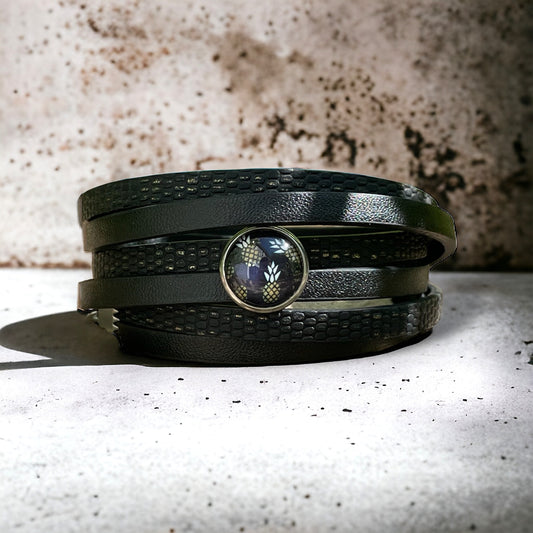 Wrap bracelet en cuir ananas
