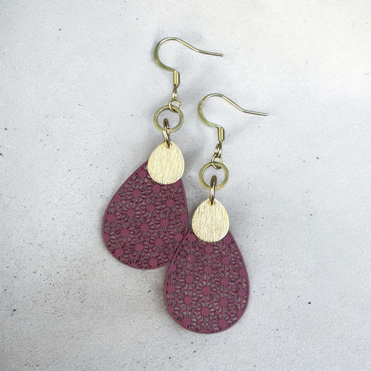 Boucles gouttes filigranes bourgognes