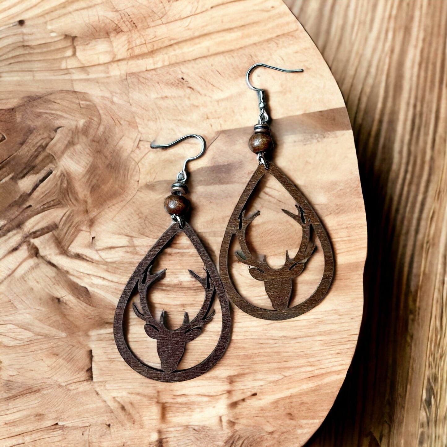 Boucles d’oreilles chevreuils en bois