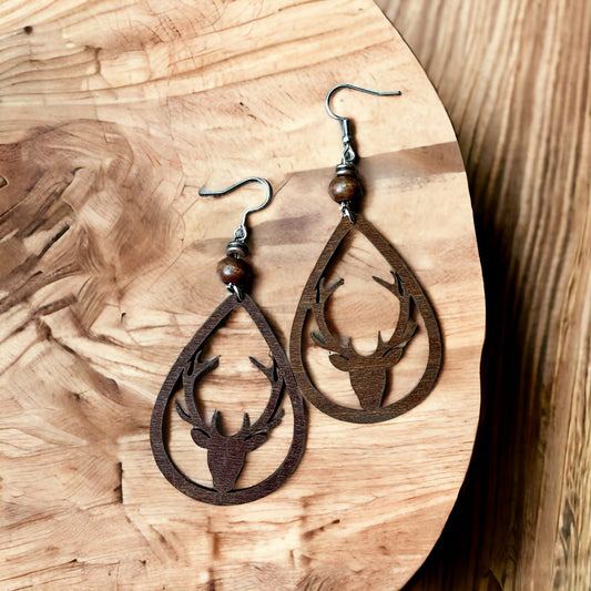 Boucles d’oreilles chevreuils en bois