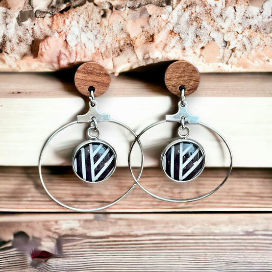 Anneaux rayures et bois