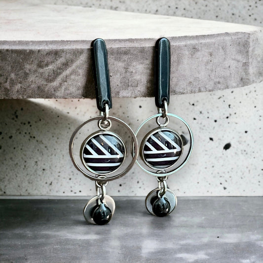 Boucles d’oreilles noir et blanc