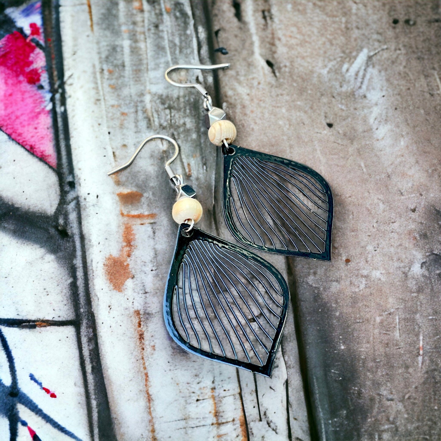 Boucles gouttes filigranes noir